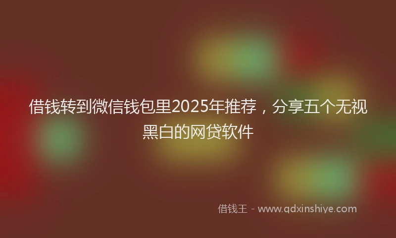 借钱转到微信钱包里2025年推荐，分享五个无视黑白的网贷软件