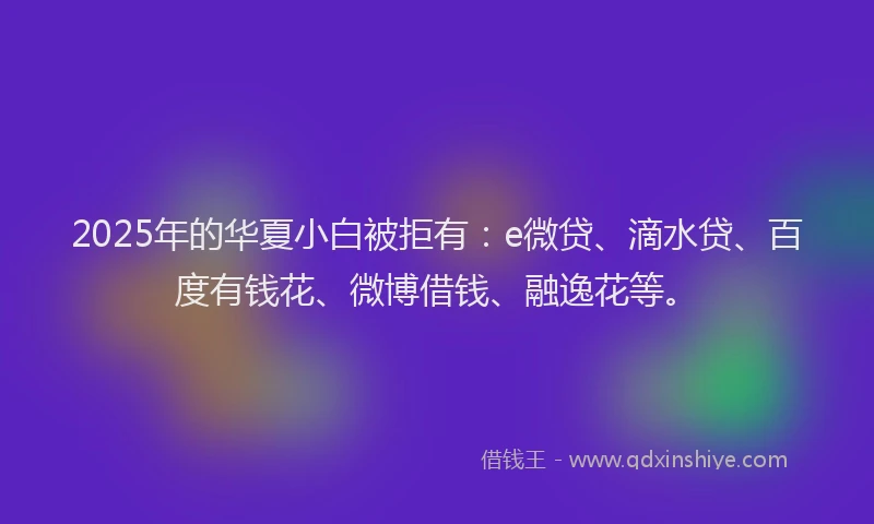 2025年的华夏小白被拒有：e微贷、滴水贷、百度有钱花、微博借钱、融逸花等。