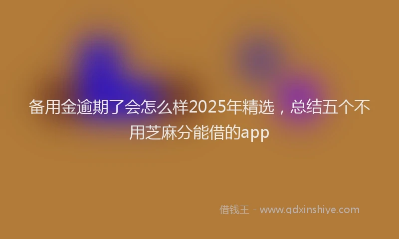 备用金逾期了会怎么样2025年精选，总结五个不用芝麻分能借的app