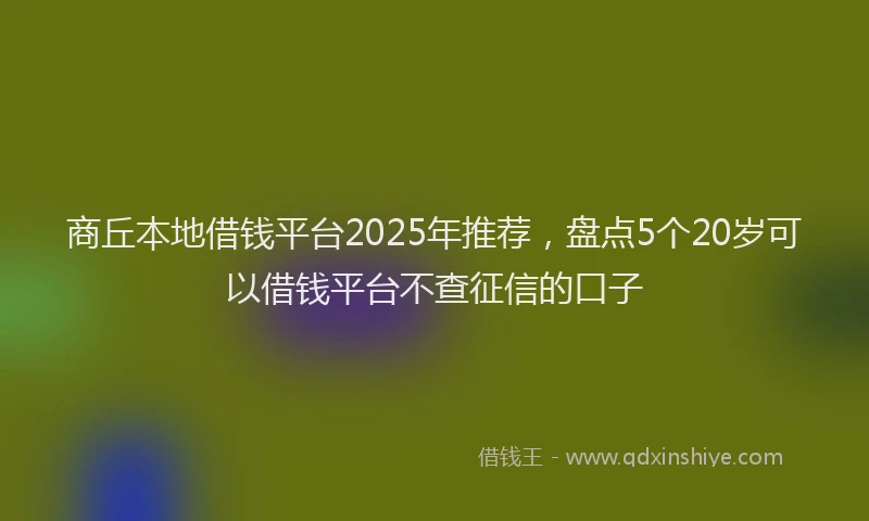 商丘本地借钱平台2025年推荐，盘点5个20岁可以借钱平台不查征信的口子
