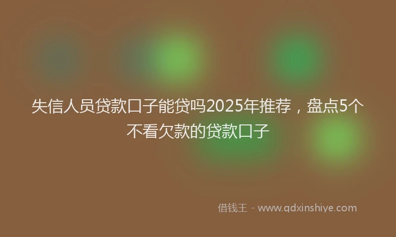 失信人员贷款口子能贷吗2025年推荐，盘点5个不看欠款的贷款口子