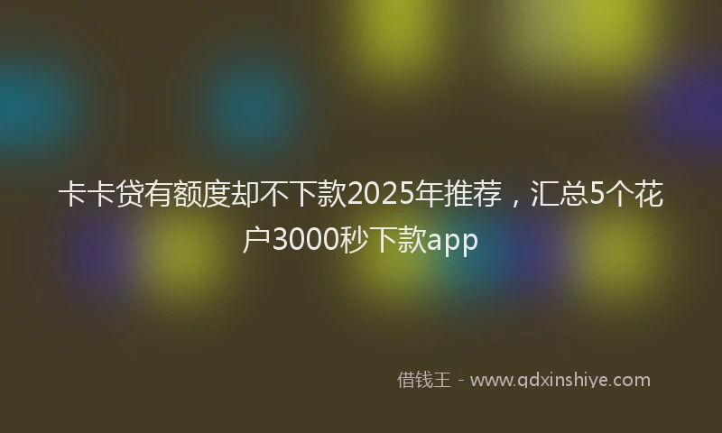 卡卡贷有额度却不下款2025年推荐，汇总5个花户3000秒下款app