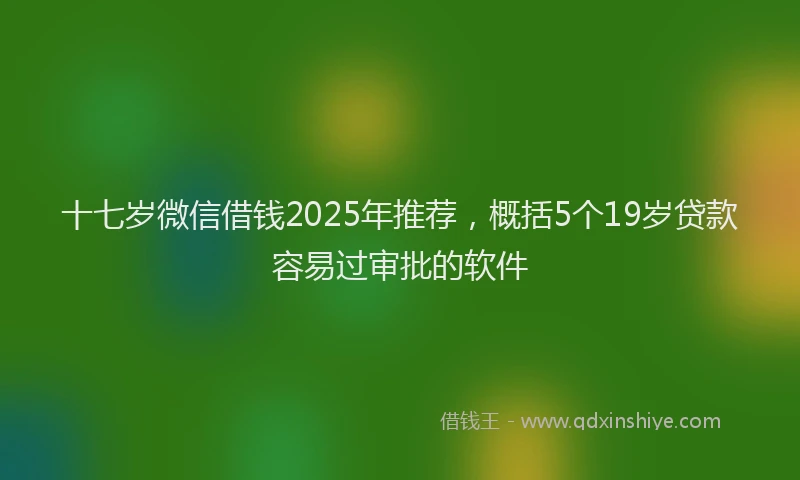 十七岁微信借钱2025年推荐，概括5个19岁贷款容易过审批的软件