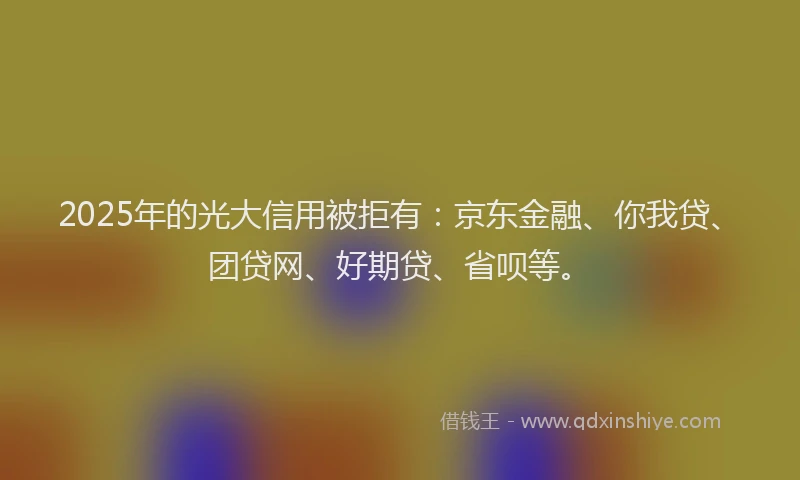 2025年的光大信用被拒有：京东金融、你我贷、团贷网、好期贷、省呗等。