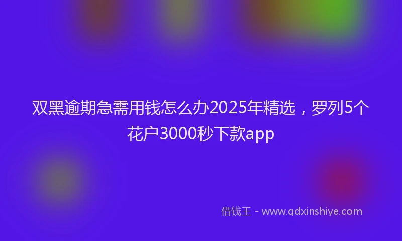 双黑逾期急需用钱怎么办2025年精选，罗列5个花户3000秒下款app
