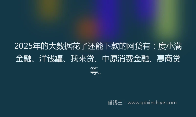 2025年的大数据花了还能下款的网贷有：度小满金融、洋钱罐、我来贷、中原消费金融、惠商贷等。