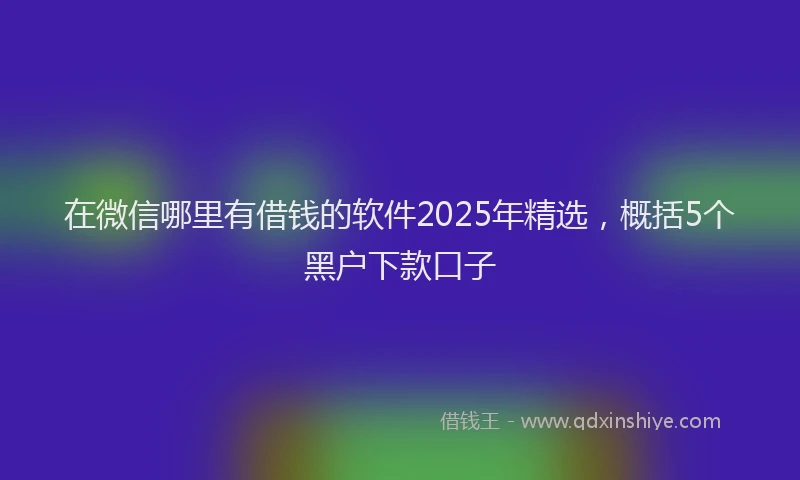 在微信哪里有借钱的软件2025年精选，概括5个黑户下款口子
