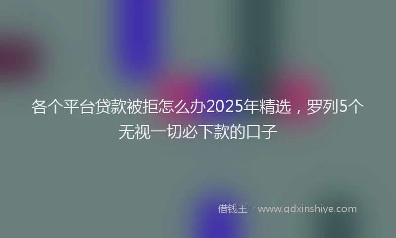 各个平台贷款被拒怎么办2025年精选，罗列5个无视一切必下款的口子