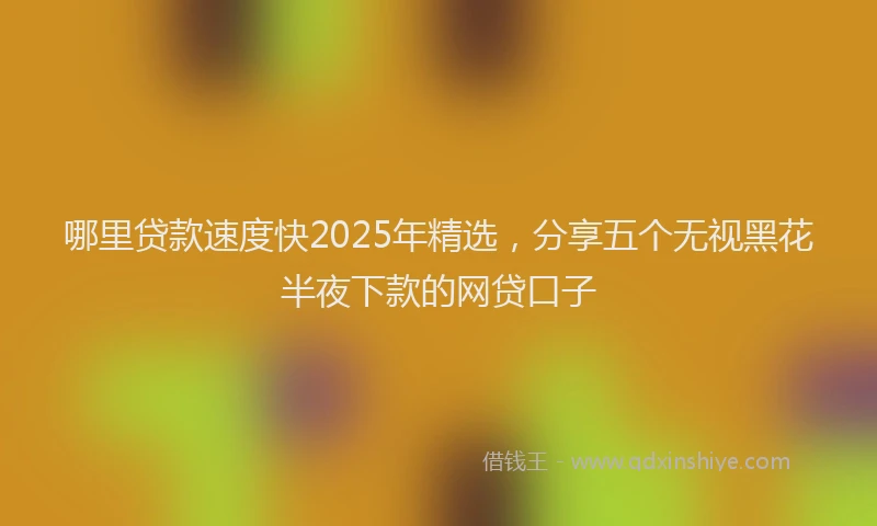 哪里贷款速度快2025年精选，分享五个无视黑花半夜下款的网贷口子