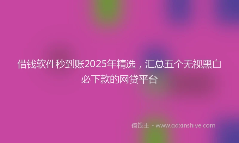 借钱软件秒到账2025年精选，汇总五个无视黑白必下款的网贷平台