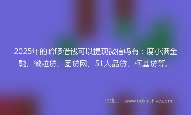 2025年的哈啰借钱可以提现微信吗有：度小满金融、微粒贷、团贷网、51人品贷、柯基贷等。