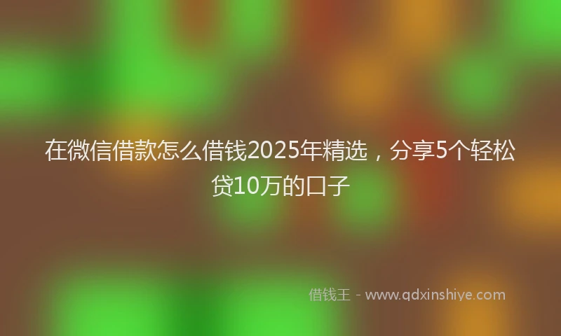 在微信借款怎么借钱2025年精选，分享5个轻松贷10万的口子