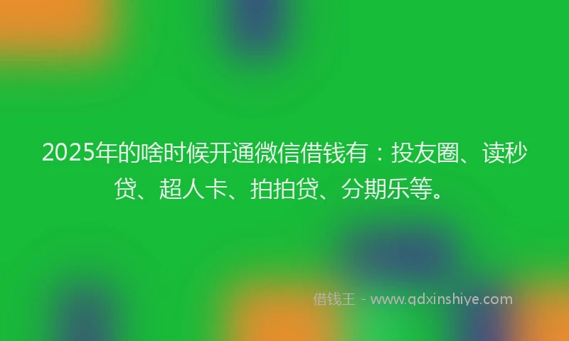 2025年的啥时候开通微信借钱有：投友圈、读秒贷、超人卡、拍拍贷、分期乐等。