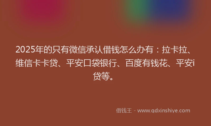 2025年的只有微信承认借钱怎么办有：拉卡拉、维信卡卡贷、平安口袋银行、百度有钱花、平安i贷等。