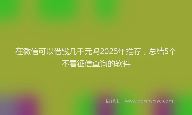 在微信可以借钱几千元吗2025年推荐，总结5个不看征信查询的软件