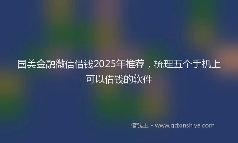 国美金融微信借钱2025年推荐，梳理五个手机上可以借钱的软件