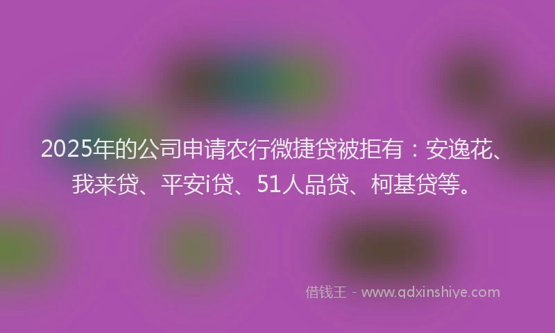 2025年的公司申请农行微捷贷被拒有：安逸花、我来贷、平安i贷、51人品贷、柯基贷等。
