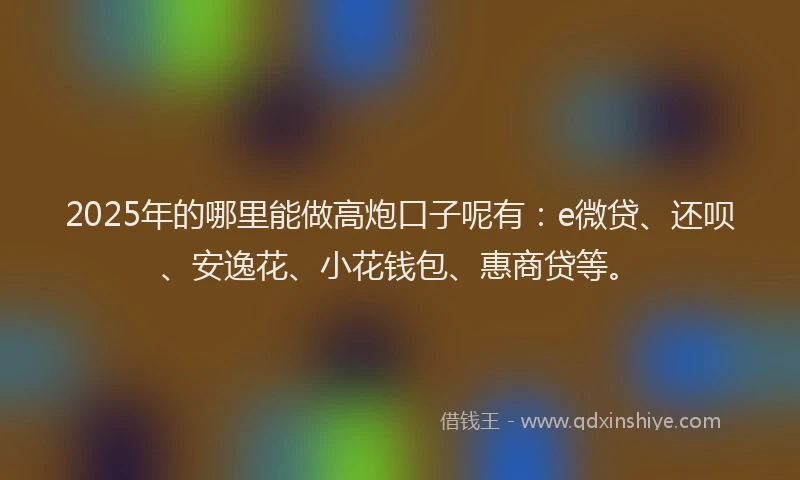 2025年的哪里能做高炮口子呢有：e微贷、还呗、安逸花、小花钱包、惠商贷等。