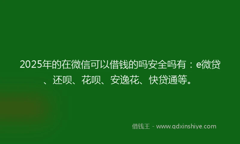 2025年的在微信可以借钱的吗安全吗有：e微贷、还呗、花呗、安逸花、快贷通等。