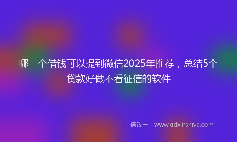 哪一个借钱可以提到微信2025年推荐，总结5个贷款好做不看征信的软件