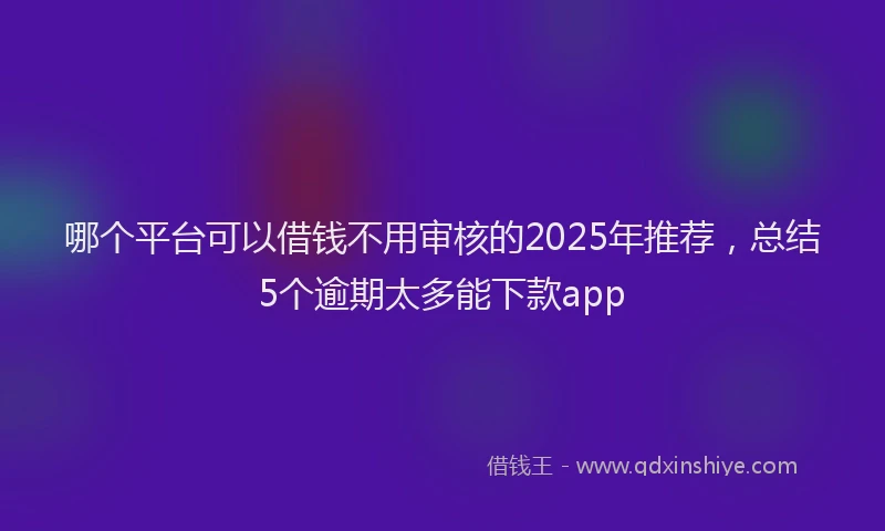 哪个平台可以借钱不用审核的2025年推荐，总结5个逾期太多能下款app