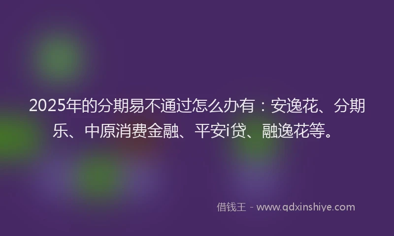 2025年的分期易不通过怎么办有：安逸花、分期乐、中原消费金融、平安i贷、融逸花等。