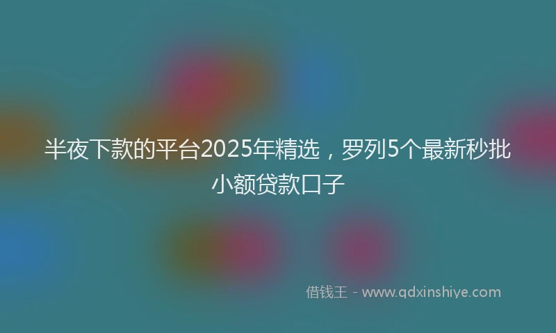 半夜下款的平台2025年精选，罗列5个最新秒批小额贷款口子