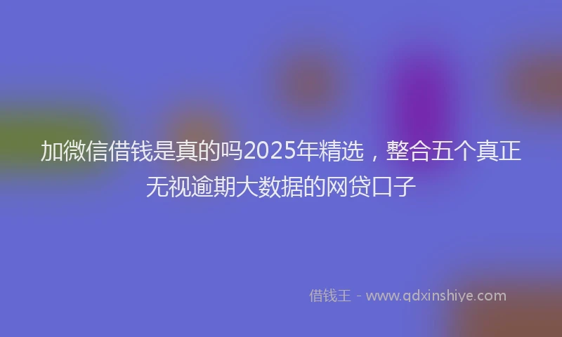 加微信借钱是真的吗2025年精选，整合五个真正无视逾期大数据的网贷口子