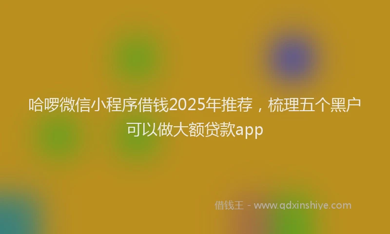 哈啰微信小程序借钱2025年推荐，梳理五个黑户可以做大额贷款app