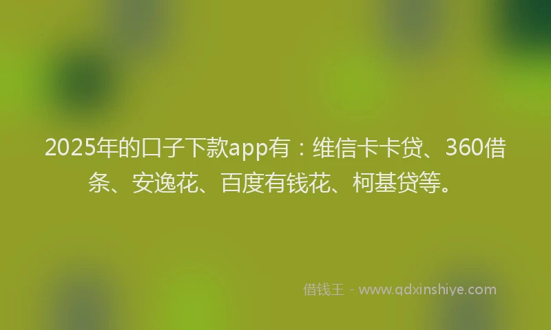 2025年的口子下款app有：维信卡卡贷、360借条、安逸花、百度有钱花、柯基贷等。