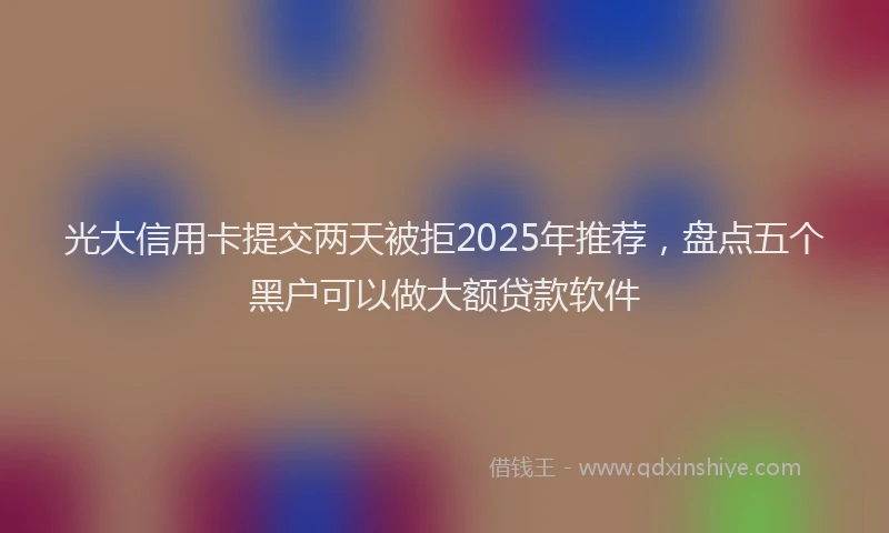 光大信用卡提交两天被拒2025年推荐，盘点五个黑户可以做大额贷款软件