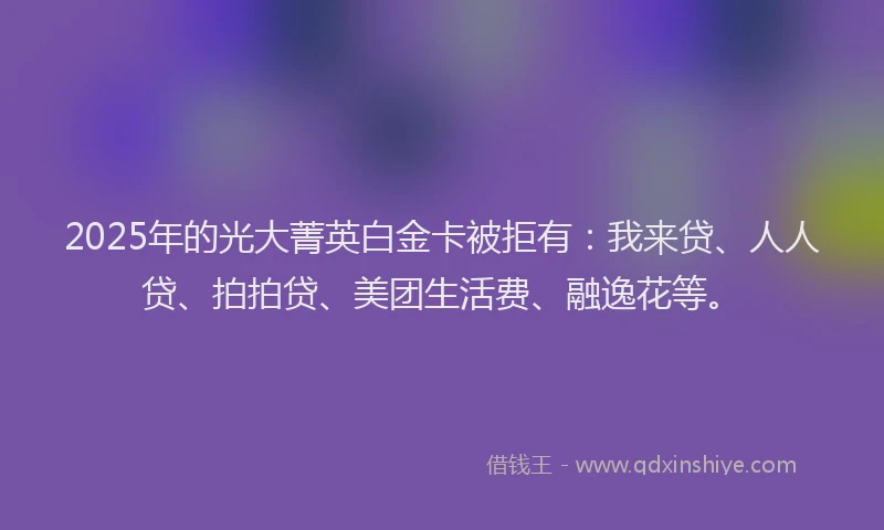 2025年的光大菁英白金卡被拒有：我来贷、人人贷、拍拍贷、美团生活费、融逸花等。