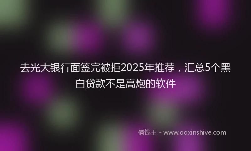 去光大银行面签完被拒2025年推荐，汇总5个黑白贷款不是高炮的软件