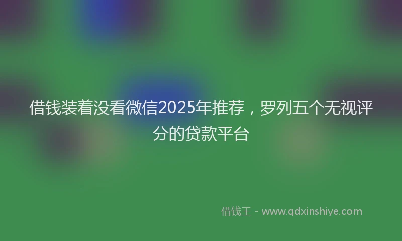 借钱装着没看微信2025年推荐，罗列五个无视评分的贷款平台