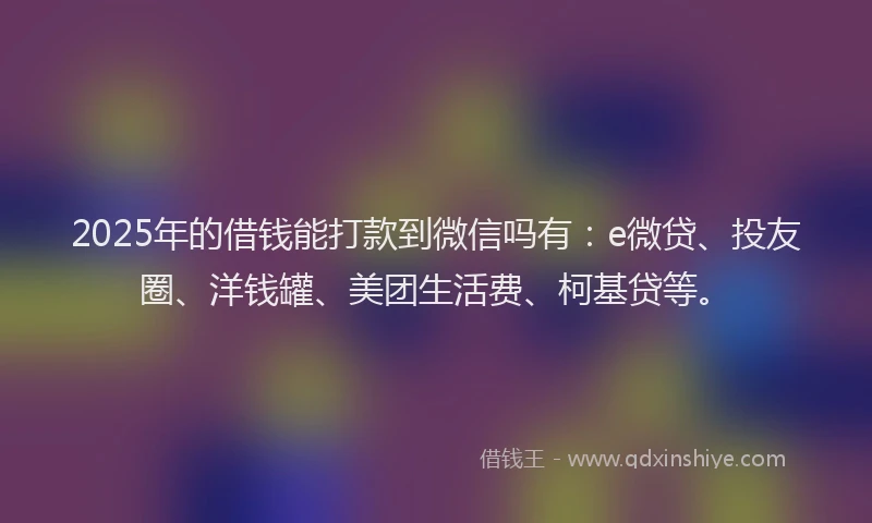 2025年的借钱能打款到微信吗有：e微贷、投友圈、洋钱罐、美团生活费、柯基贷等。