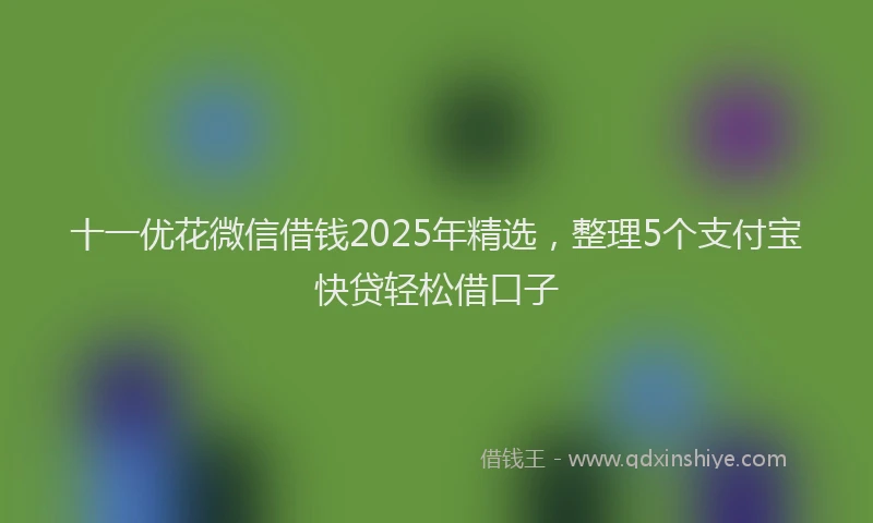 十一优花微信借钱2025年精选，整理5个支付宝快贷轻松借口子