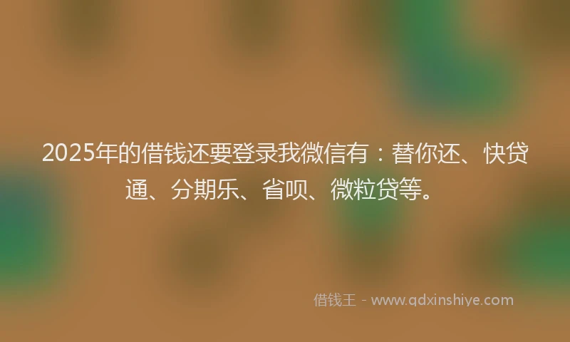 2025年的借钱还要登录我微信有：替你还、快贷通、分期乐、省呗、微粒贷等。