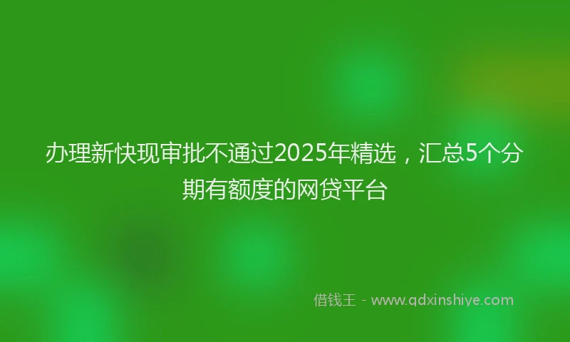 办理新快现审批不通过2025年精选，汇总5个分期有额度的网贷平台