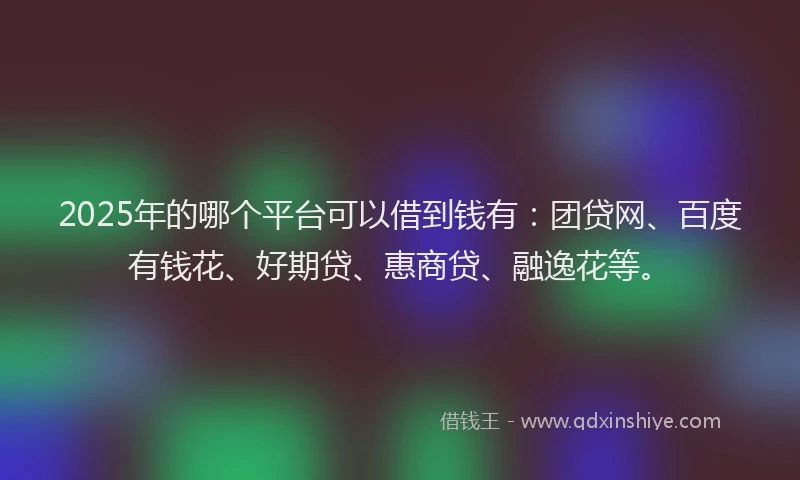2025年的哪个平台可以借到钱有：团贷网、百度有钱花、好期贷、惠商贷、融逸花等。