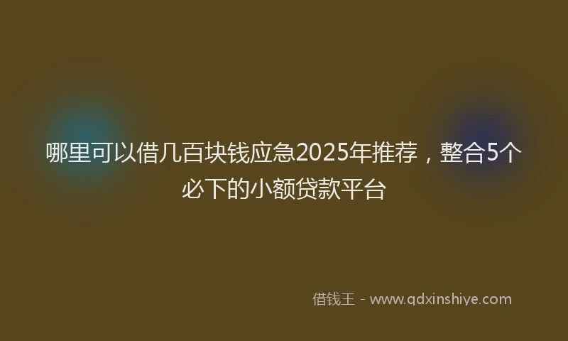 哪里可以借几百块钱应急2025年推荐，整合5个必下的小额贷款平台