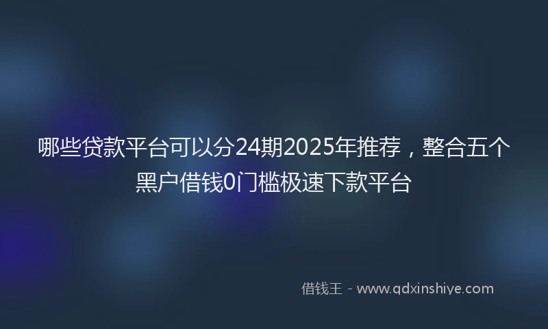 哪些贷款平台可以分24期2025年推荐，整合五个黑户借钱0门槛极速下款平台