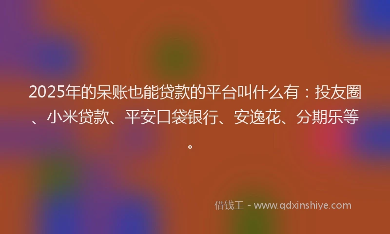 2025年的呆账也能贷款的平台叫什么有：投友圈、小米贷款、平安口袋银行、安逸花、分期乐等。