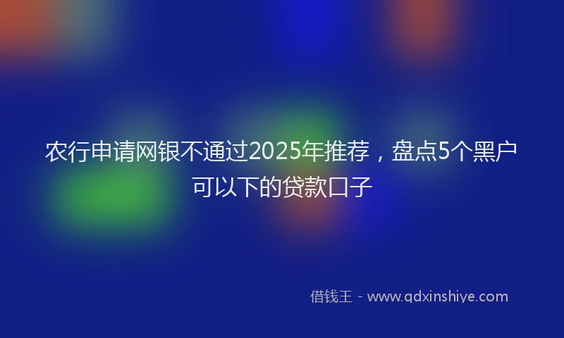 农行申请网银不通过2025年推荐，盘点5个黑户可以下的贷款口子