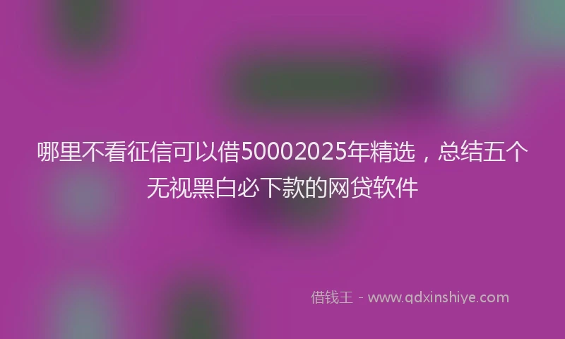 哪里不看征信可以借50002025年精选，总结五个无视黑白必下款的网贷软件