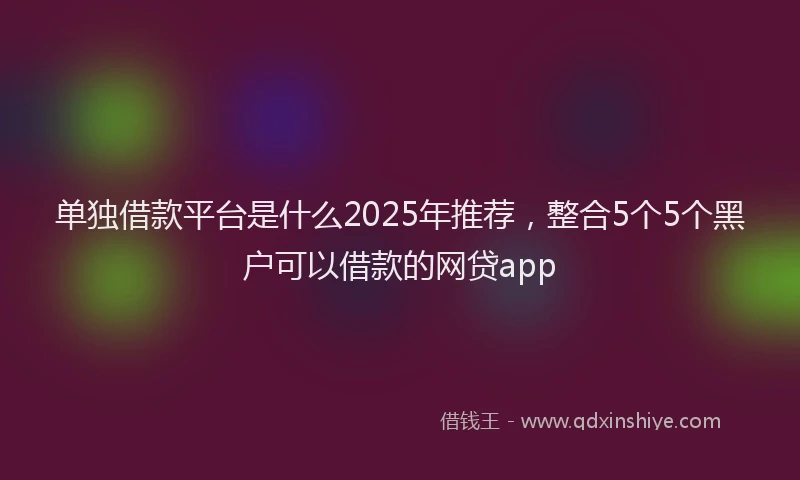 单独借款平台是什么2025年推荐，整合5个5个黑户可以借款的网贷app