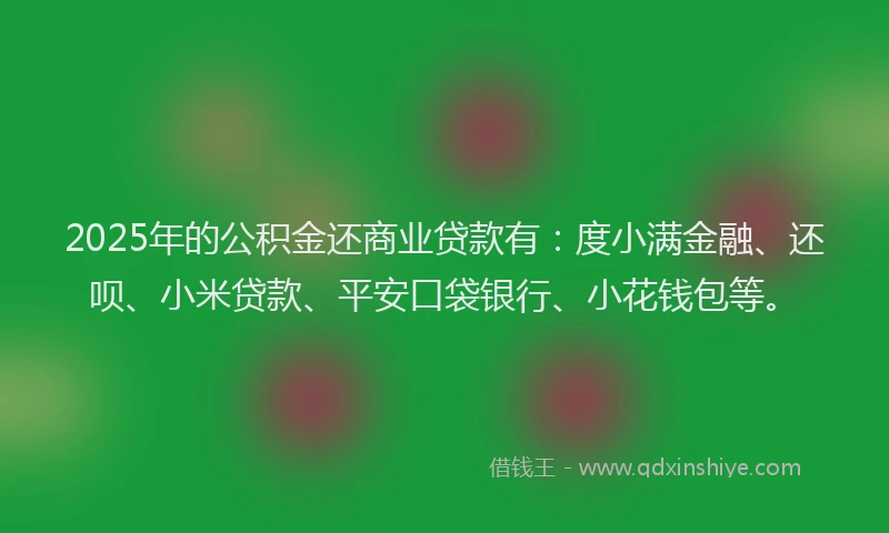 2025年的公积金还商业贷款有：度小满金融、还呗、小米贷款、平安口袋银行、小花钱包等。