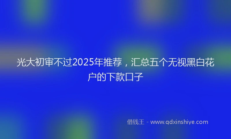 光大初审不过2025年推荐，汇总五个无视黑白花户的下款口子