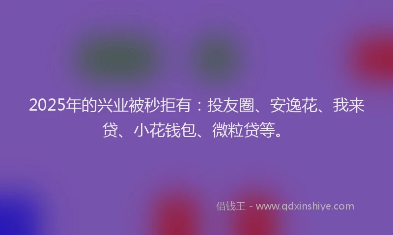 2025年的兴业被秒拒有：投友圈、安逸花、我来贷、小花钱包、微粒贷等。
