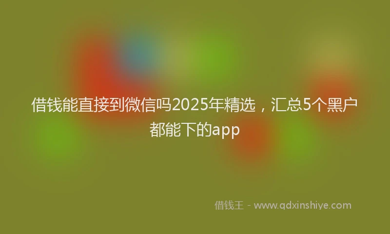 借钱能直接到微信吗2025年精选，汇总5个黑户都能下的app