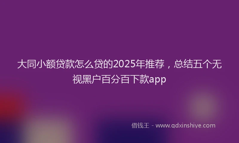 大同小额贷款怎么贷的2025年推荐，总结五个无视黑户百分百下款app